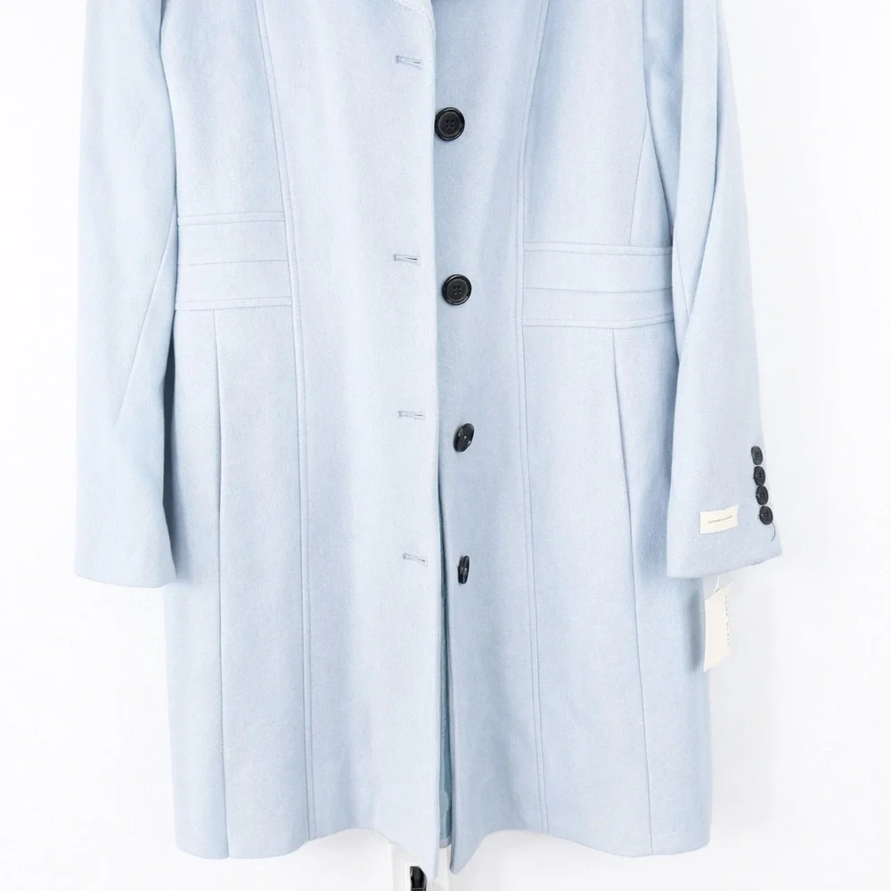 Anne Klein Single-Breasted Tailored Overcoat Womens Plus Sz 18 Pastel Blue Class